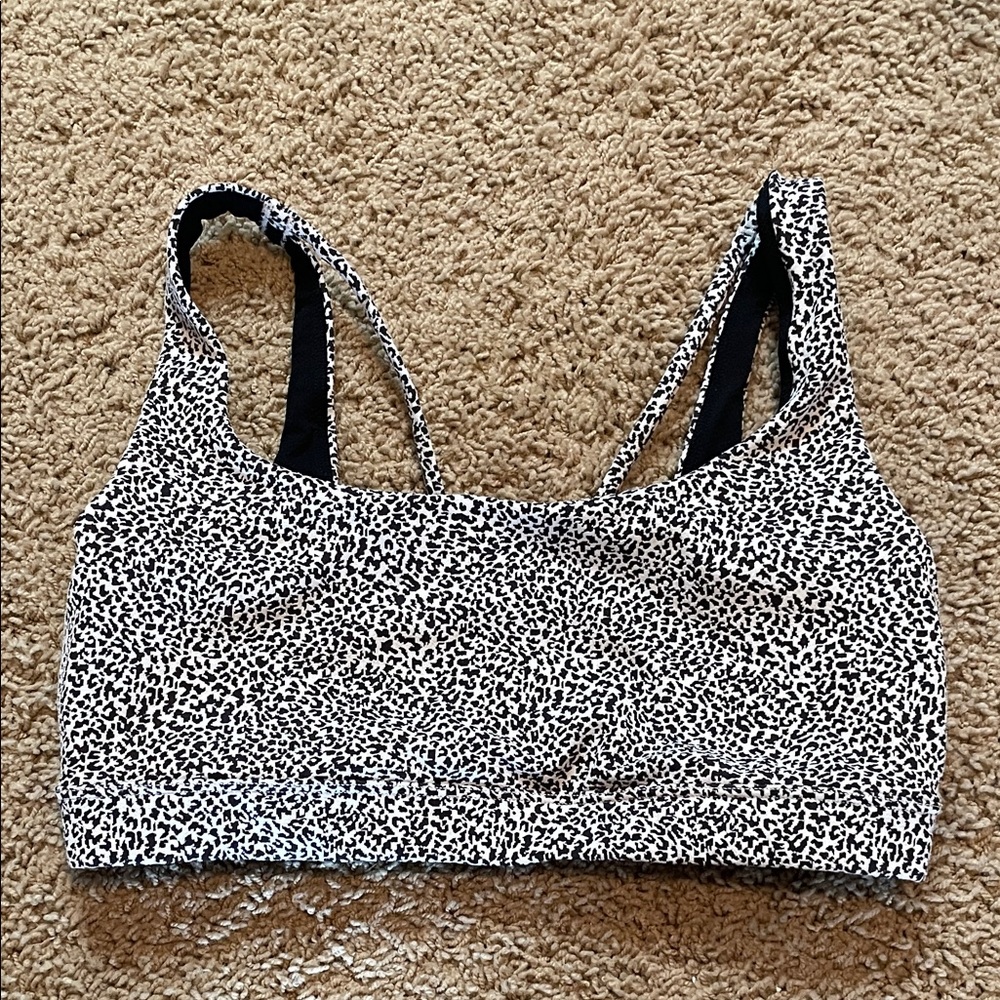 Athleta Women's Black and White Patterned Bralette medium